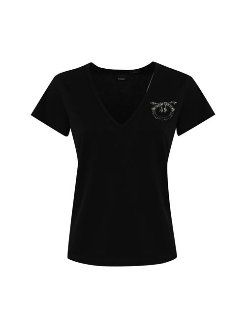 T-shirt con ricamo gioiello Turbato in cotone Nero PINKO | 100372 A24EZ99